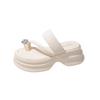 Thick-bottomed beautiful cool slippers for women's summer wear new sets of toe rhinestone muffins, seaside beach slippers
