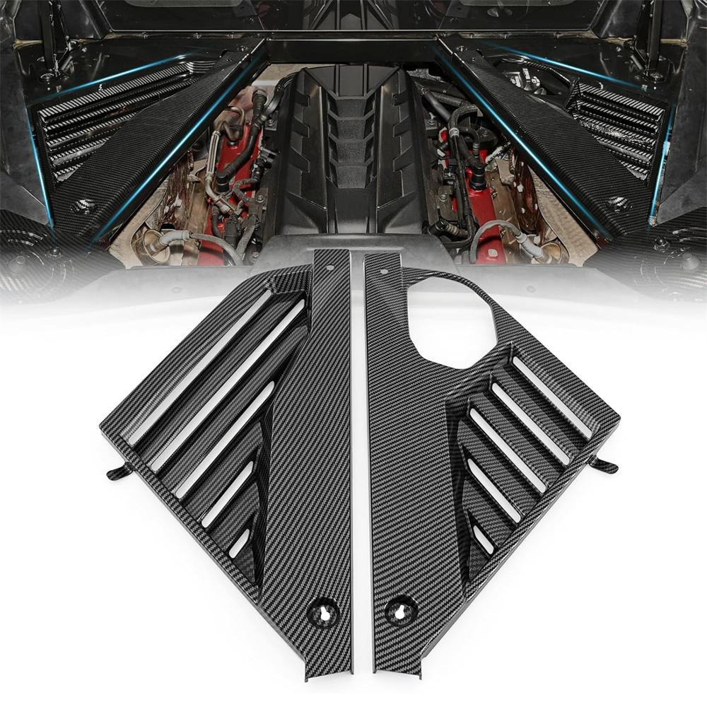 Carbon Fiber Look Engine Bay Panel Cover For Chevy Corvette C8 2020-2024