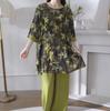 Hanfu pajamas women's spring summer new Chinese-style cotton and silk suit cotton silk medium-sleeved loose loungewear can be worn thin