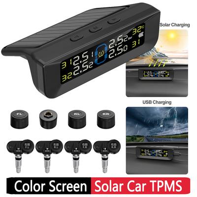 Solar Wireless TPMS High Precision Wireless Tire Pressure Monitoring System with External/Internal Sensor Tire Pressure Alarm