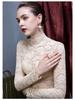 Women's High-Neck Silk Base Layer Top - Slim Fit, Plus Velvet, Thickened, Stylish Body Shaping for Autumn and Winter.