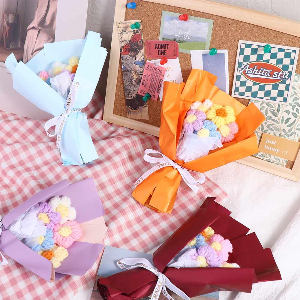 Decorative Milk Cotton Beautiful Lifelike Handwoven Fake Flowers Mini Daisy Puffs Flowers Bouquets