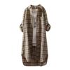 2024 Plus Size Women's Plaid Shirt: Spring Summer Korean-Style Temperament, Loose Cotton Linen Thin Jacket, Hong Kong Style