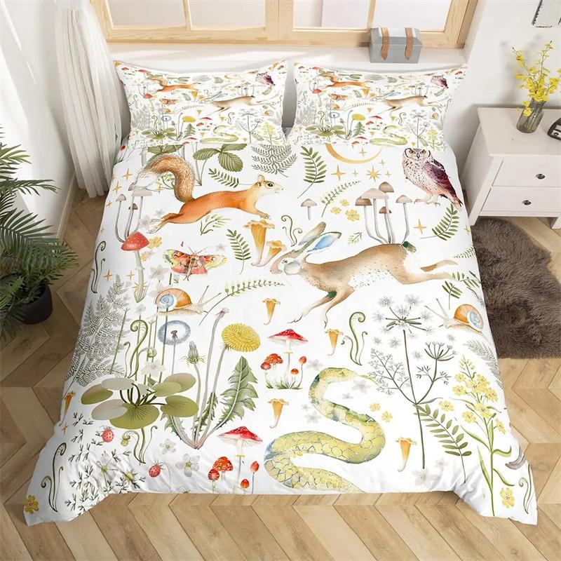 Animal Hedgehog Bedding Set Queen King Size Cute Animals Comforter Duvet Covers and Pillowcase for Adults Kids Quilt Cover
