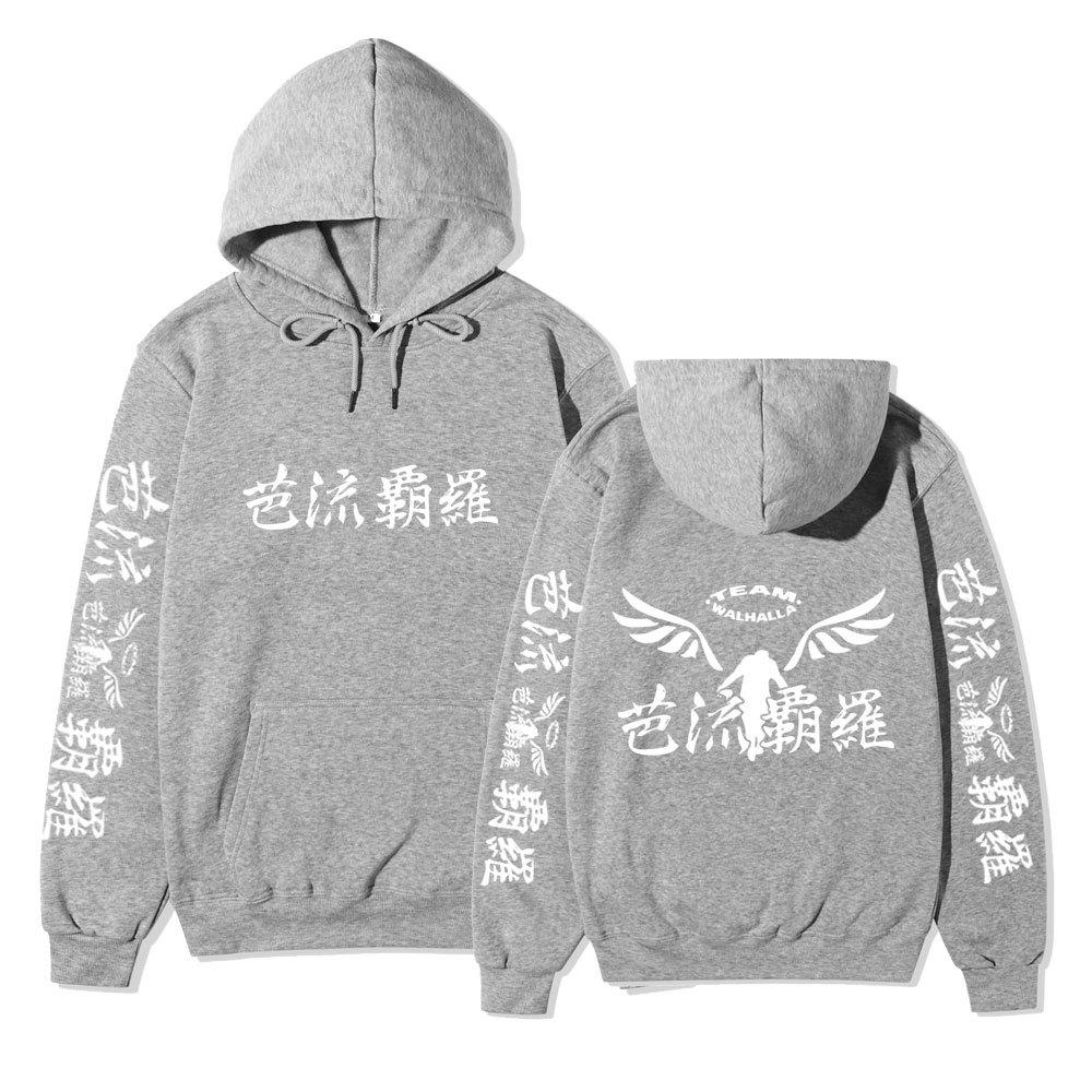 Tokyo Revengers Walhalla Double-sided Hoodie Chinese Print Wing Logo Long Sleeve Sweatshirt Women Men