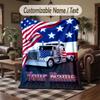 Truck Theme Throw Blanket Custom Name Text Personalized Blanket Soft Cozy Blanket for Home Sofa Bed
