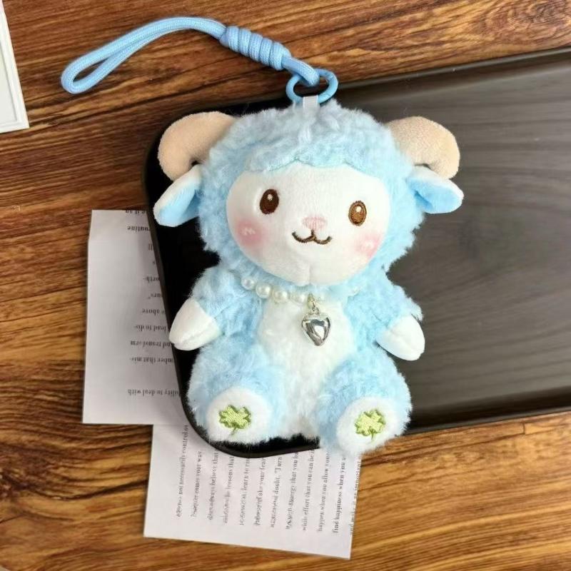 Kawaii Animal Little Sheep Plush Keychain Soft PP Cotton Stuffed Keyring Adorable Backpack Pendant for Kids Gift A1