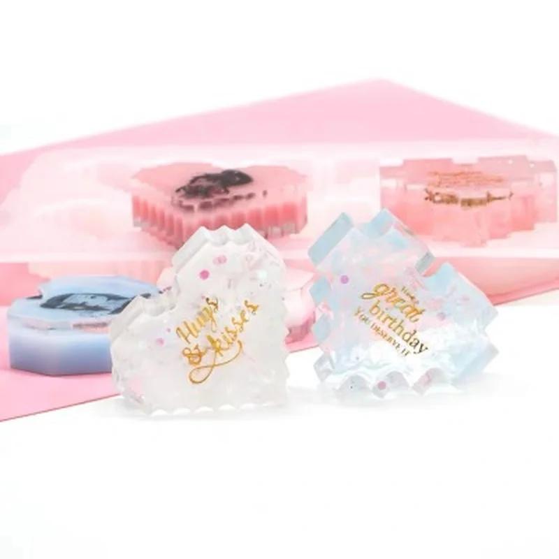 DIY Handmade Jewelry Tools Pendant Silicone Molds for Resin Crystal UV Epoxy Resin Mold Pixel Love Heart Shape High Mirror