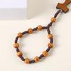 8mm Wood Rosary with Crosses for Faithfuls Unisex Religious Amulet Prayer Gift with Crosses for Meditations and Peace
