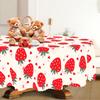 Independence Day Flower Wreath Waterproof Rectangular Tablecloth Red Blue Flower Star USA Flag Tables Cover for Dinner Kitchen