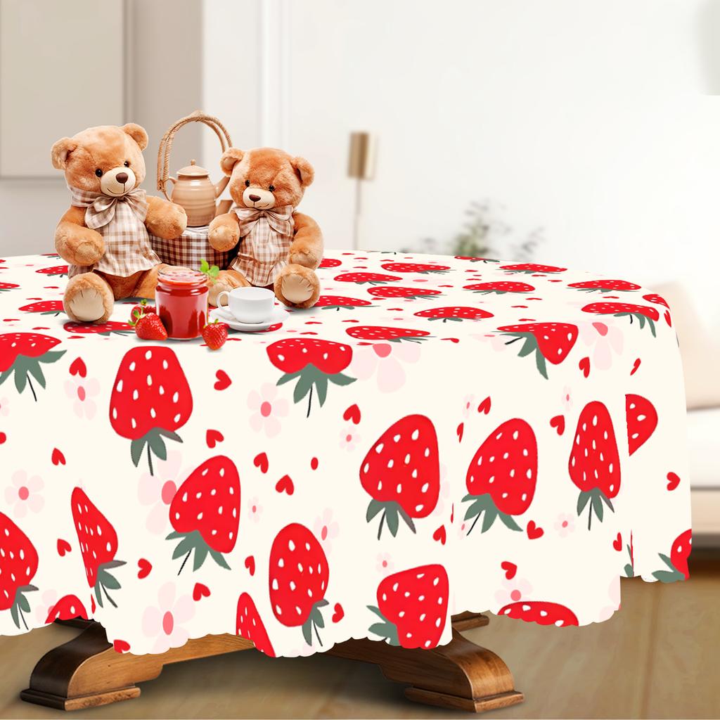 Independence Day Flower Wreath Waterproof Rectangular Tablecloth Red Blue Flower Star USA Flag Tables Cover for Dinner Kitchen