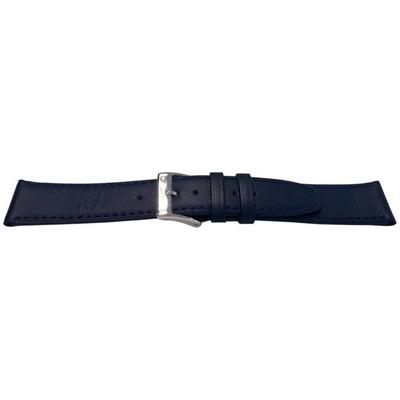 Bracelet Montre - MY-MONTRE - Cuir Veau Bleu Foncé 20mm (18mm) - Toucher Ultra Doux - Rembourré 2,6mm - Longueurs XL/XXL