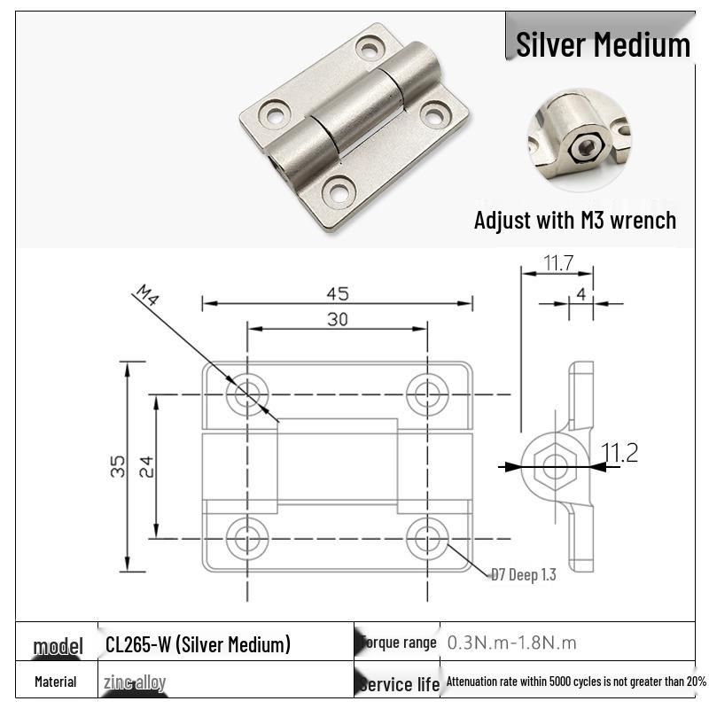 Stainless Steel Adjustable Torque Damping Hinge with Positioning Stop
