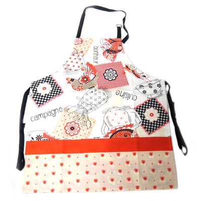 [N7955] - Δημιουργική ποδιά 'Γαλλική Επικράτεια' κόκκινη μπεζ (Γαλλική ύπαιθρος)