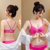 New Small Breasts Gather Front Buckle Women's Underwear Set, Summer Pure Desire Wind Shows Big Upper Support, Anti-drape Beautiful Back Bra Cover