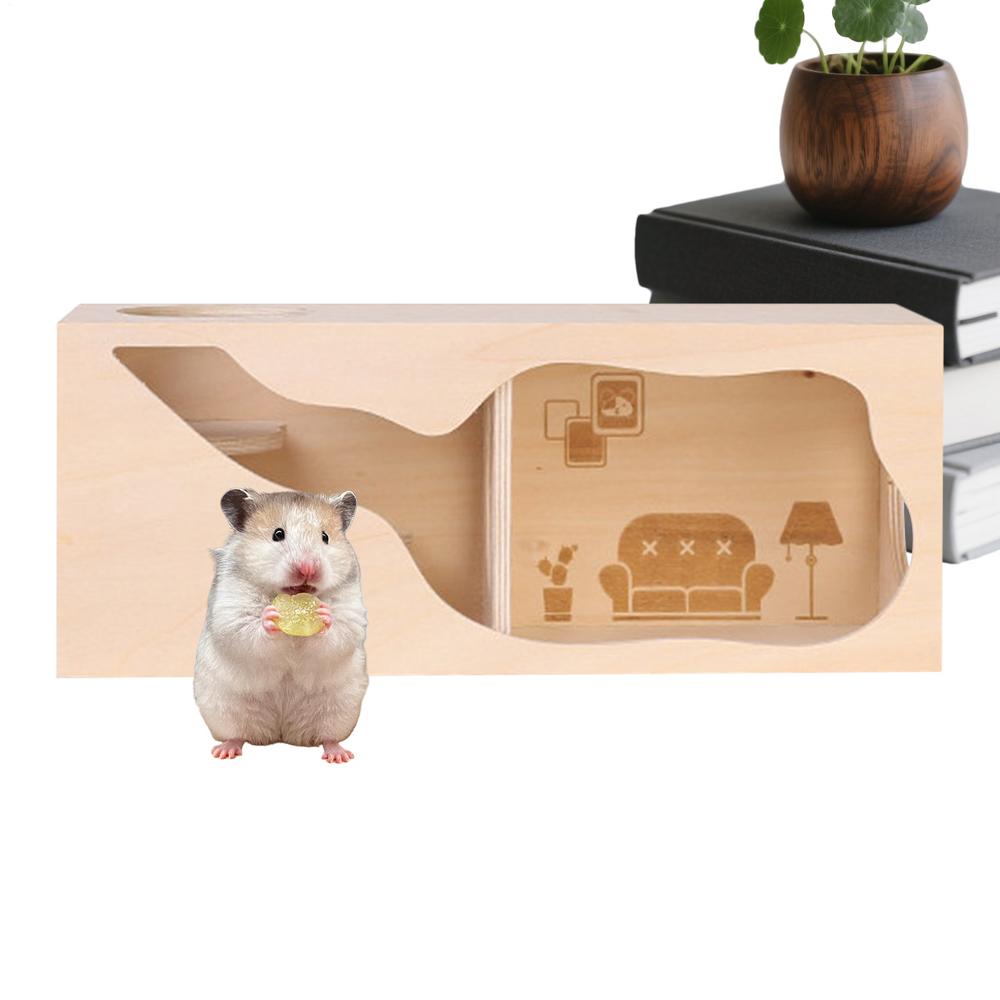 Hamsterkäfig Holz Öffnbares Oberteil Beschäftigung Kleintierhäuser & Gehege Zum Klettern Spielen Erkunden Kaninchen Chinchilla Frettchen