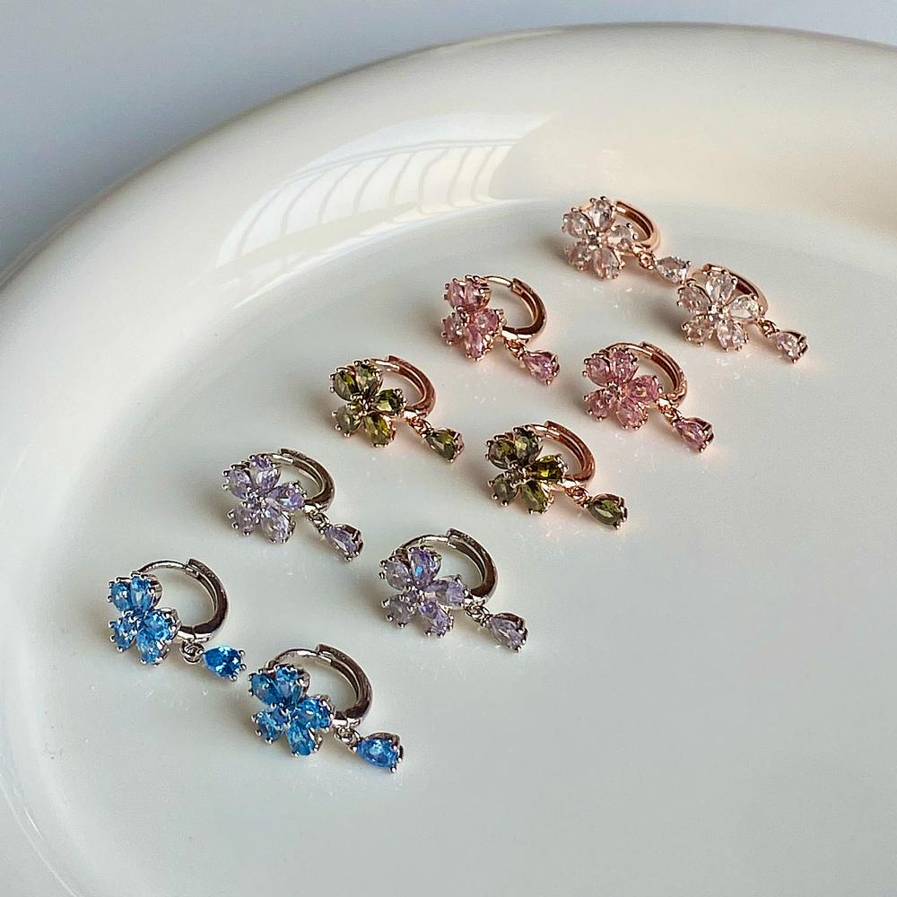 Monograph Callia Earrings Mgnl0397 14K Gold Plated (Rose Gold + Green Cubic Zirconia)