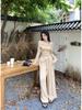 Elegant Korean-Style Women's Suit: One-Shoulder Irregular Long-Sleeved Top with Draping Pants, New Spring/Autumn 2026 Arrival.