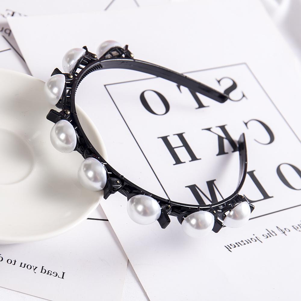 Double Layer Bands Clip Hairbands Fashion Plastic Braided Headband Punk New Knitting Womens Headwear Hair Accessories Pearl