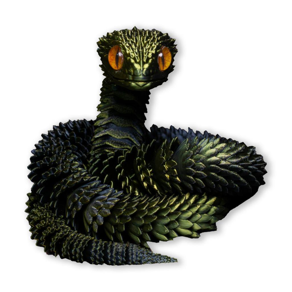 Stunning 3d Printed Snake Figurine With Articulated Joints And Lifelike Eyes For Unique Decor