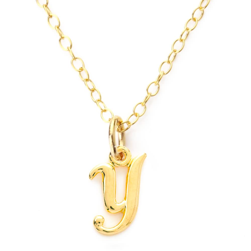

Y Initial Necklace K14GF Gold Filled Chain Metal Allergy Friendly Alphabet [Accessories Salt] Women s золотий