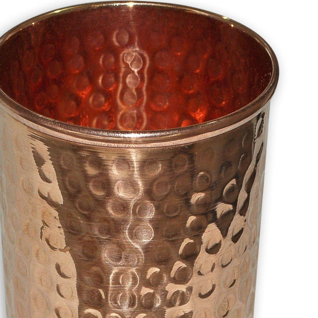 Indian Pure Copper Hammered Water Tumbler Glasses for Healing Ayurvedic Product Set of 6
