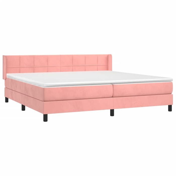 3130984 vidaXL Lit à sommier tapissier avec matelas Rose 200x200 cm Velours
