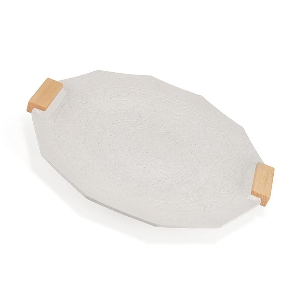 41CM Outdoors Grilling Pan 5MM Thicken Coating Stone Handled Multiple Fire Source Compatibility White