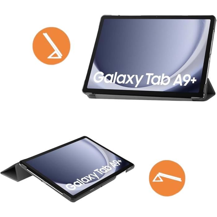 Coque - Phonillico - Samsung Galaxy Tab A9 PLUS 2023 - Noir - Protection intégrale - Multi-positions