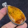 Natural Baltic Amber Gemstone 925 Sterling Silver Jewelry Pendant 2.88" w3A84