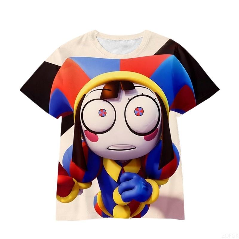 Trendiges Mädchen Zirkus Serie Kurzarm Casual Rundhals T-Shirt Sommer Kinderbekleidung