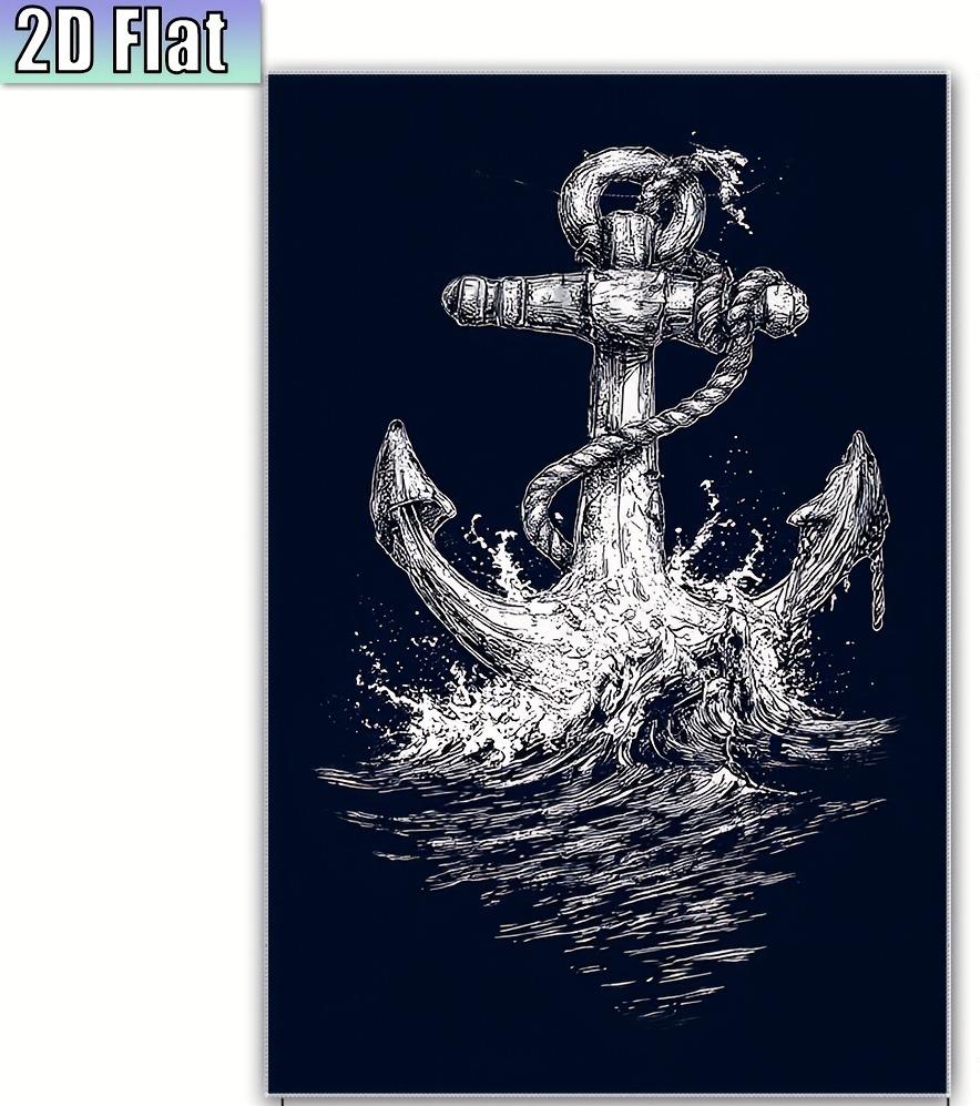 

Anchor Ocean Waves Hand Towel Nautical Microfiber Suitable for Dishwashing Face Washing Bathing Kitchen Bathroom Decor W30*H60(CM)