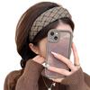 Maillard Retro Plaid Wide-Brim Headband for Women, High Top College Style - 2025 Trend Hair Accessory