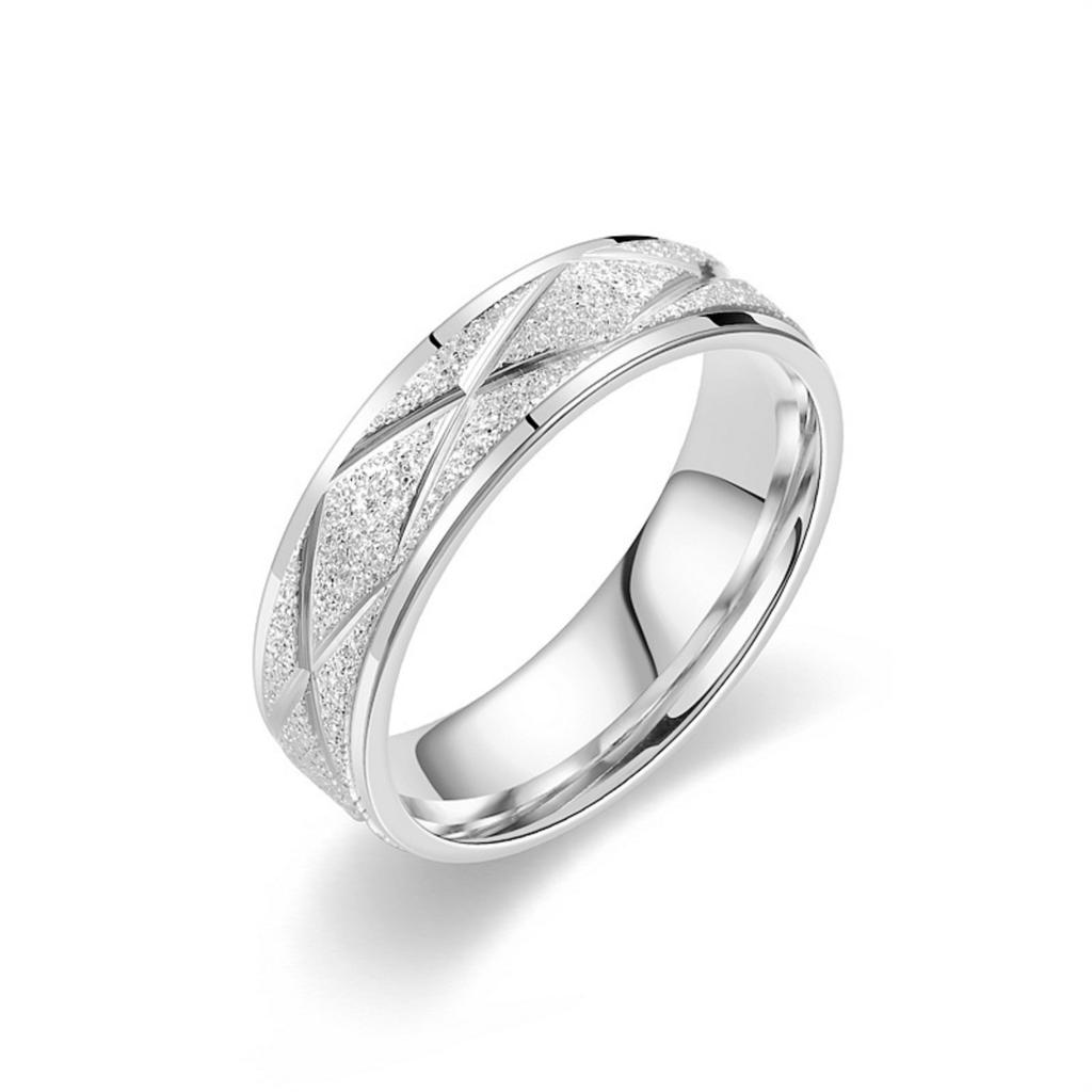 Titanium Steel Frosted Ring Personalized Cross Checkered Fashion Couple Ring