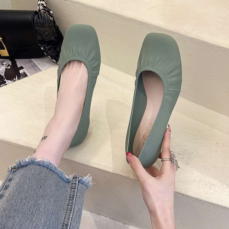 Buty przeciwdeszczowe damskie niskie wodoodporne buty płytkie usta ścięty obcas gruby obcas buty na cztery pory roku kuchenne antypoślizgowe buty gumowe kwadratowy nosek odsłonięty a