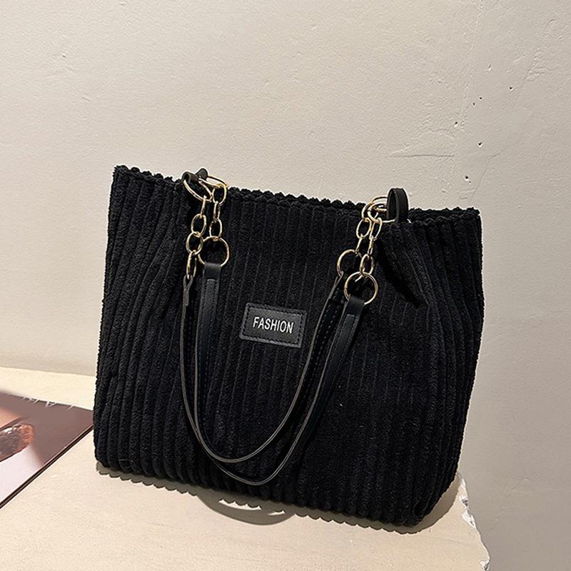 Fashi Corduroy Tragetasche, Einfarbige Umhängetasche, Lässige Handtasche für Damen für den Weg zur Arbeit
