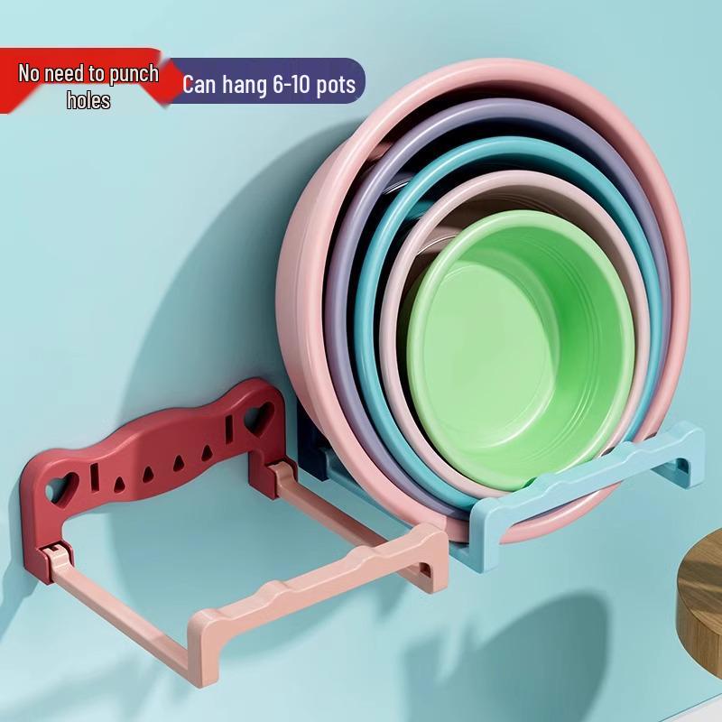 Foldable Wall-Mounted Bathroom Organizer: Punch-Free Storage Shelf & Basin Rack