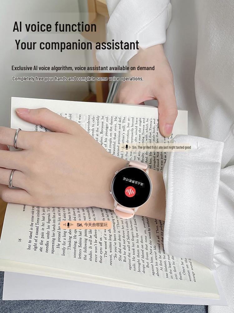 Multifunktionale Smartwatch für Damen: Telefon, Offline-Zahlung, Herzfrequenz, Blutdruck, Sport-Tracker, Silikon-Schrittzähler.