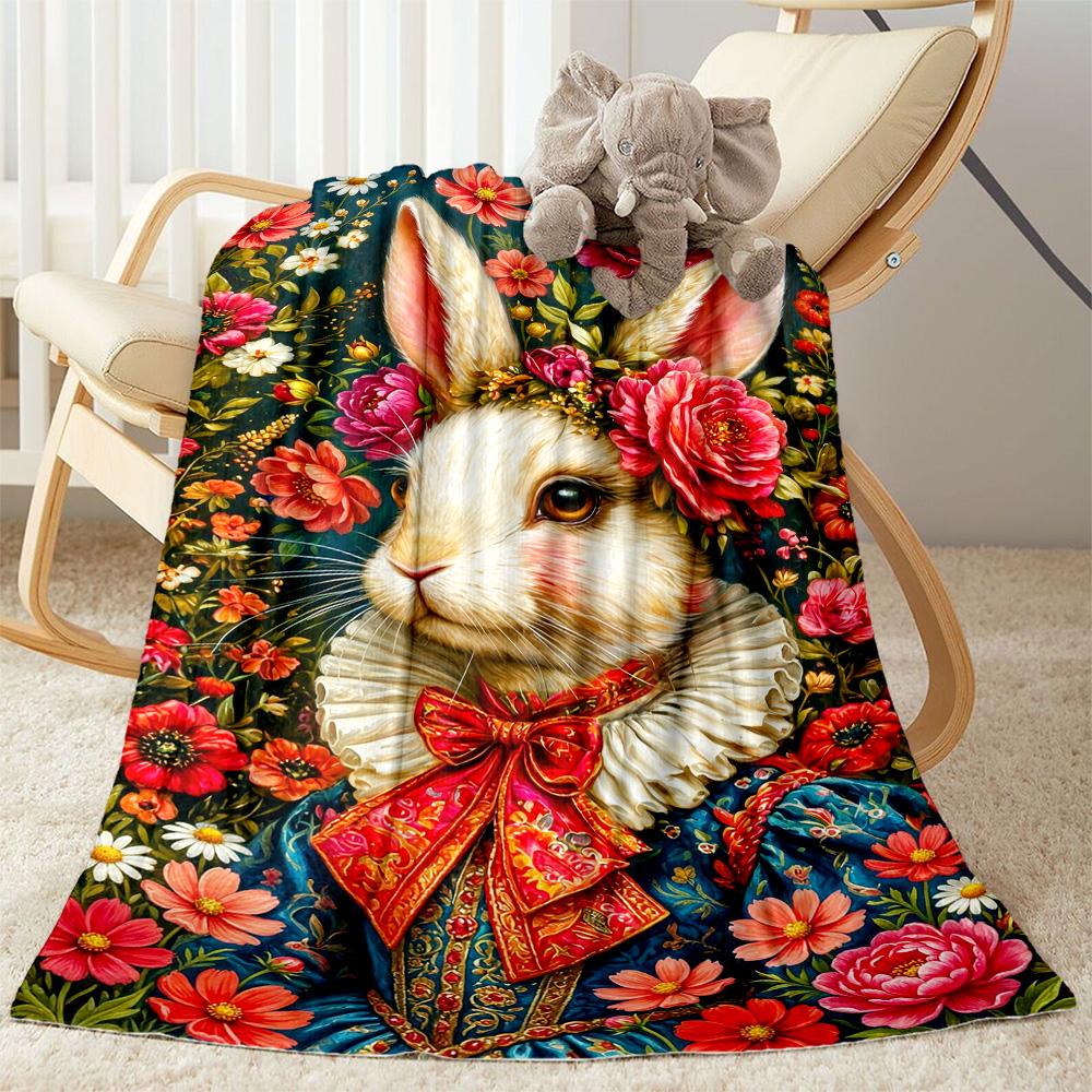 Easter Eggs And Bunnies Blanket,Suitable for Sofas, Offices, Travel, Living Rooms, Gifts To Relatives and Friends, Blanket,Suitable for All Seasons.