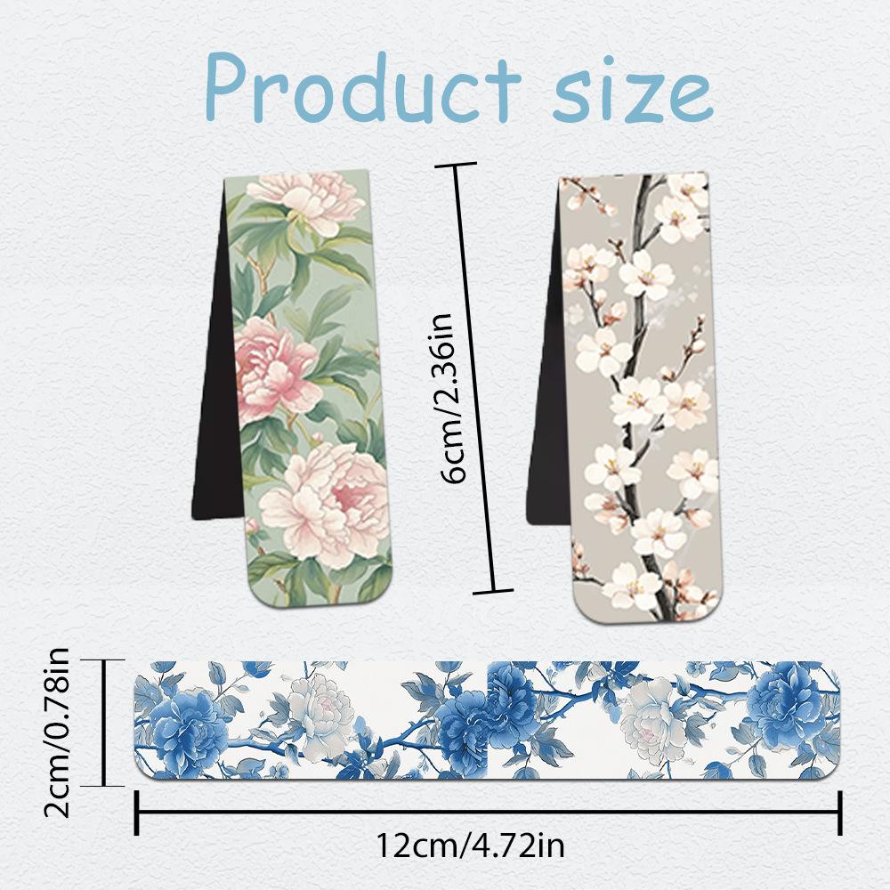 5pcs Flower Magnetic Bookmarks for Books, Multi Fresh Floral Pattern Magnet Page Clips Marker Unique Reading Gift