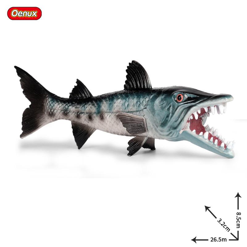 Oenux Sea Life Animals Model Action Figures Ocean Fish Sailfish Bass Grouper Salmon Aquarium Figurines PVC Educational Kids Toy