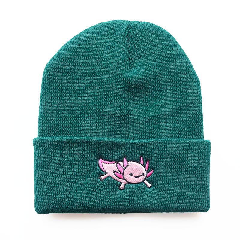 Popular European and American Men's and Women's Autumn and Winter Cartoon Animal Hexagonal Dinosaur Embroidered Knitted Hat, Woolen Hat, Outdoor
