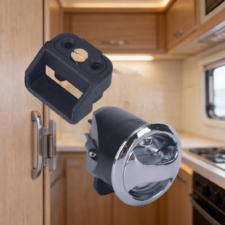 Replacement Motorhome Cupboard Knob Lock Hardware with Stainless Steel Trim for Interior Door Closure Support Projects and Service