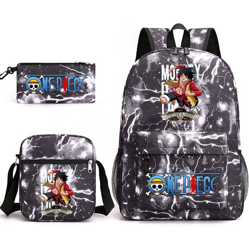 One Piece Anime Rucksack für Schüler Outdoor Campus Schultasche mit Federmäppchen Digitaldruck