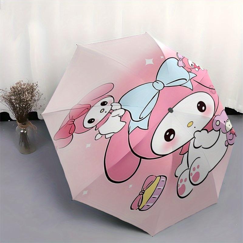 My Melody, Bow Automatic Opening and Closing Folding Umbrella with 8-rib Frame and Compact Travel Design, Perfect for All Occasions | Stylis