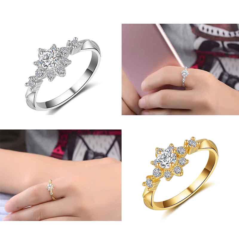 Womens Sweet Fashion Goldplated Elegant Crystal Rhinestone Ring Wedding
