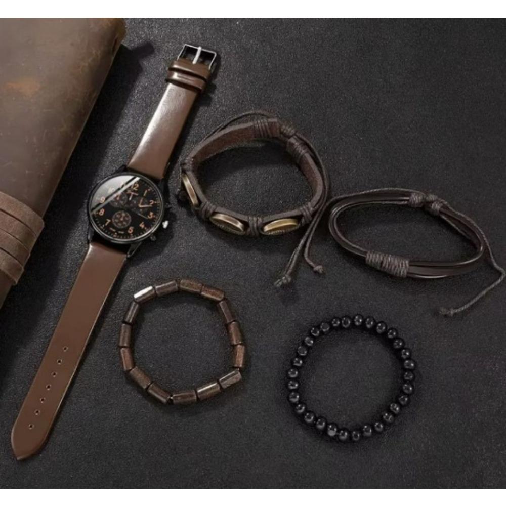 Men's Watch High-end Hong Kong Style Fashion Watch Fashion Versatile Quartz Watch High-end Watch Men's Watch Set