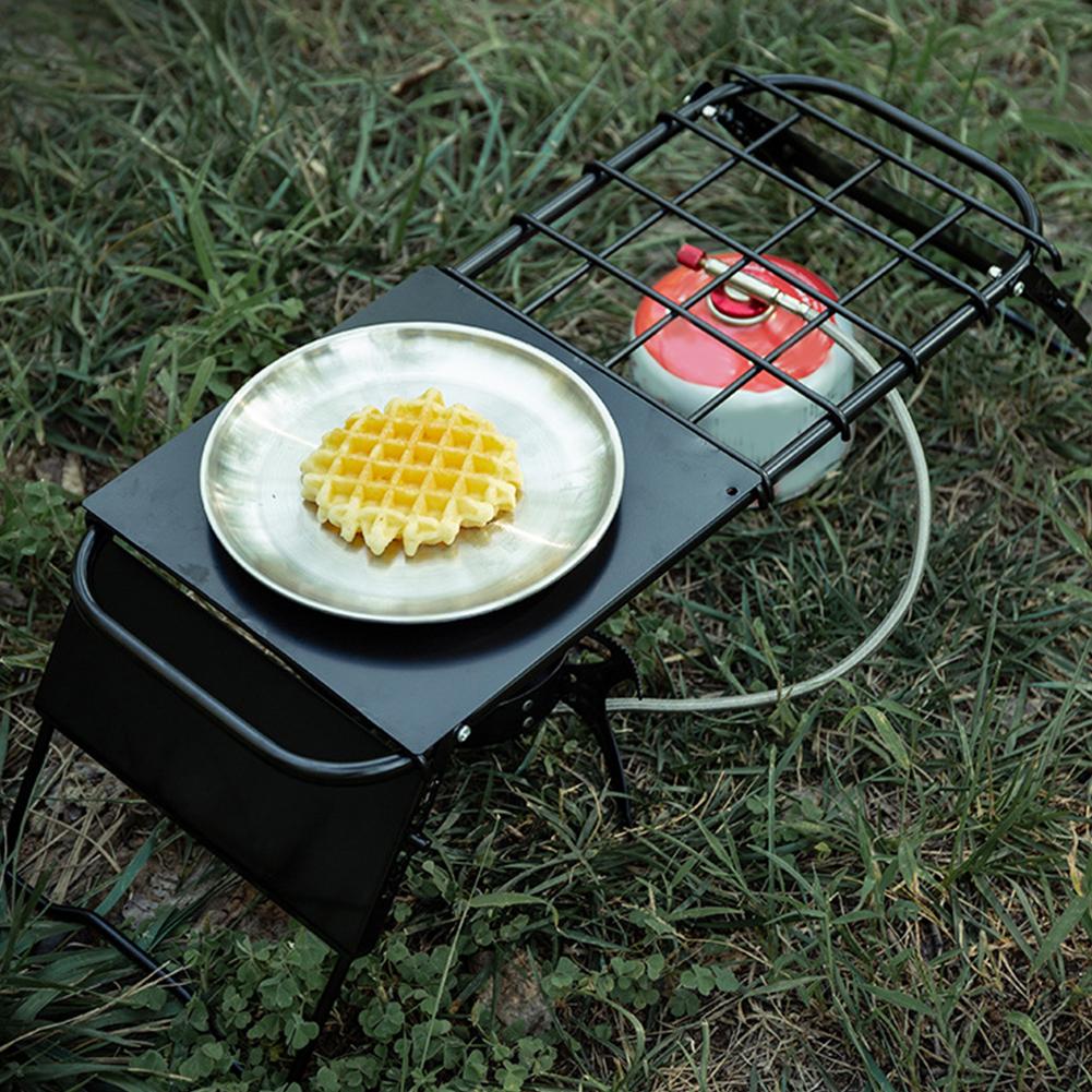 Metal Folding Tea Table Adjustable Height Outdoor Retractable Mesh Mini Stove Stand Folding Table Camping Equipment
