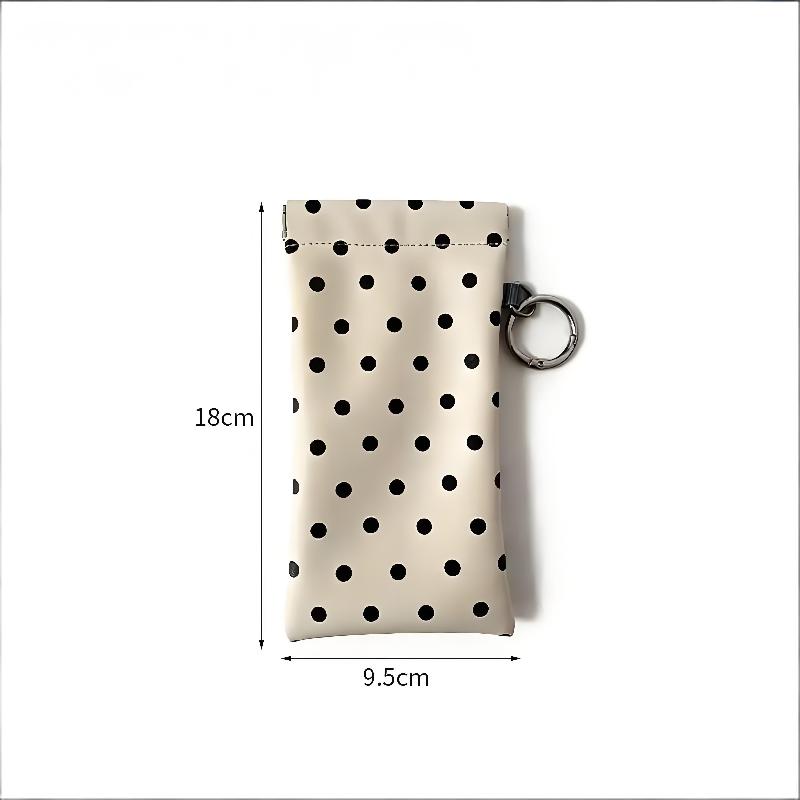 1Pc Polka Dot Eyeglass Pouch With Keychain Portable Scratch-Resistant Soft Glasses Case Storage Bag For Women Daily Use Travel