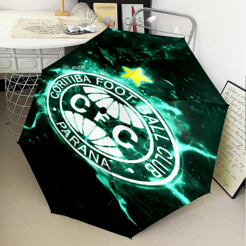1PC Cori-tiba Football Club Crest Printed Umbrella Folding umbrella, automatic umbrella 8-Frame for Travel, camping Fan gifts Christmas Gifts